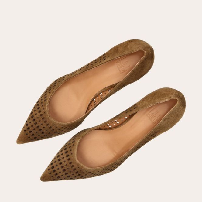 Hovedbilde A9458 Tabac babysilk Suede Brown Pumps Billi Bi