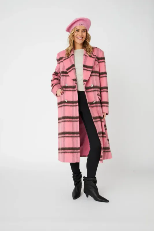 Sloanecras Coat Pink Check Cras
