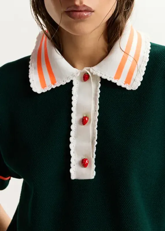 Kontrast Knitted Polo Bottle Green Essentiel Antwerp