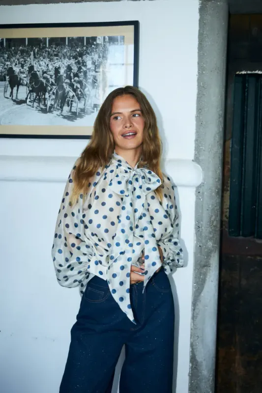Jackiecras Blouse Navy Dots Cras