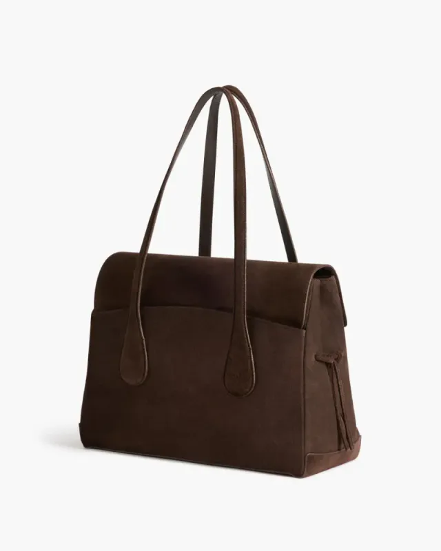Lydia Tote Bag Suede Chocolate Flattered