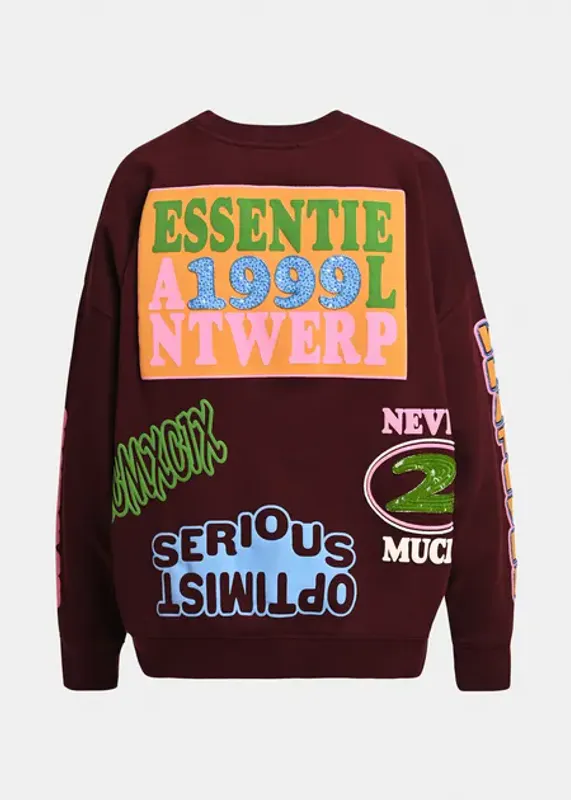 Kampus Printed Sweatshirt Burgundy/Multicolor Essentiel Antwerp