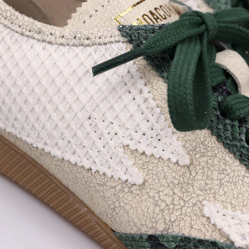 IK302 Ikigai Off White Mesh Mint And Off White Snake Print Detail Sneakers Moaconcept