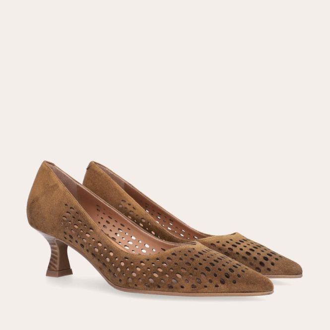 Hovedbilde A9458 Tabac babysilk Suede Brown Pumps Billi Bi